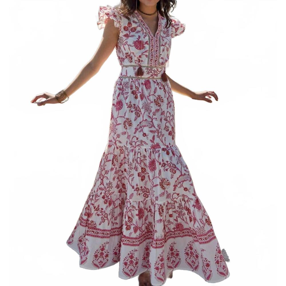 NEW NIBI MTK percy maxi dress in cali red